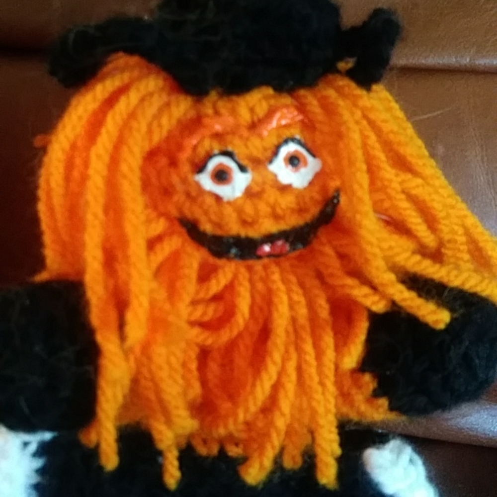 Hand crocheted hand made gritty doll  go flyers!